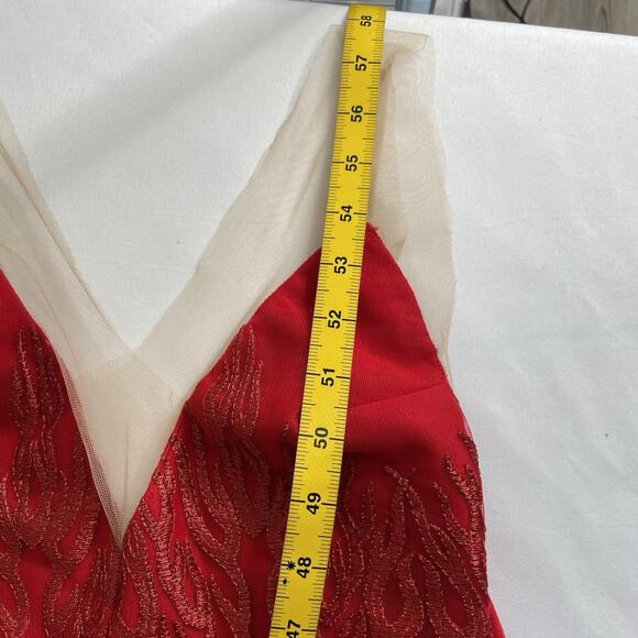 Ana Maria Mariano Red Evening Gown Est. Size 2‎ Bodycon Statement Va Va Voom - Picture 12 of 14